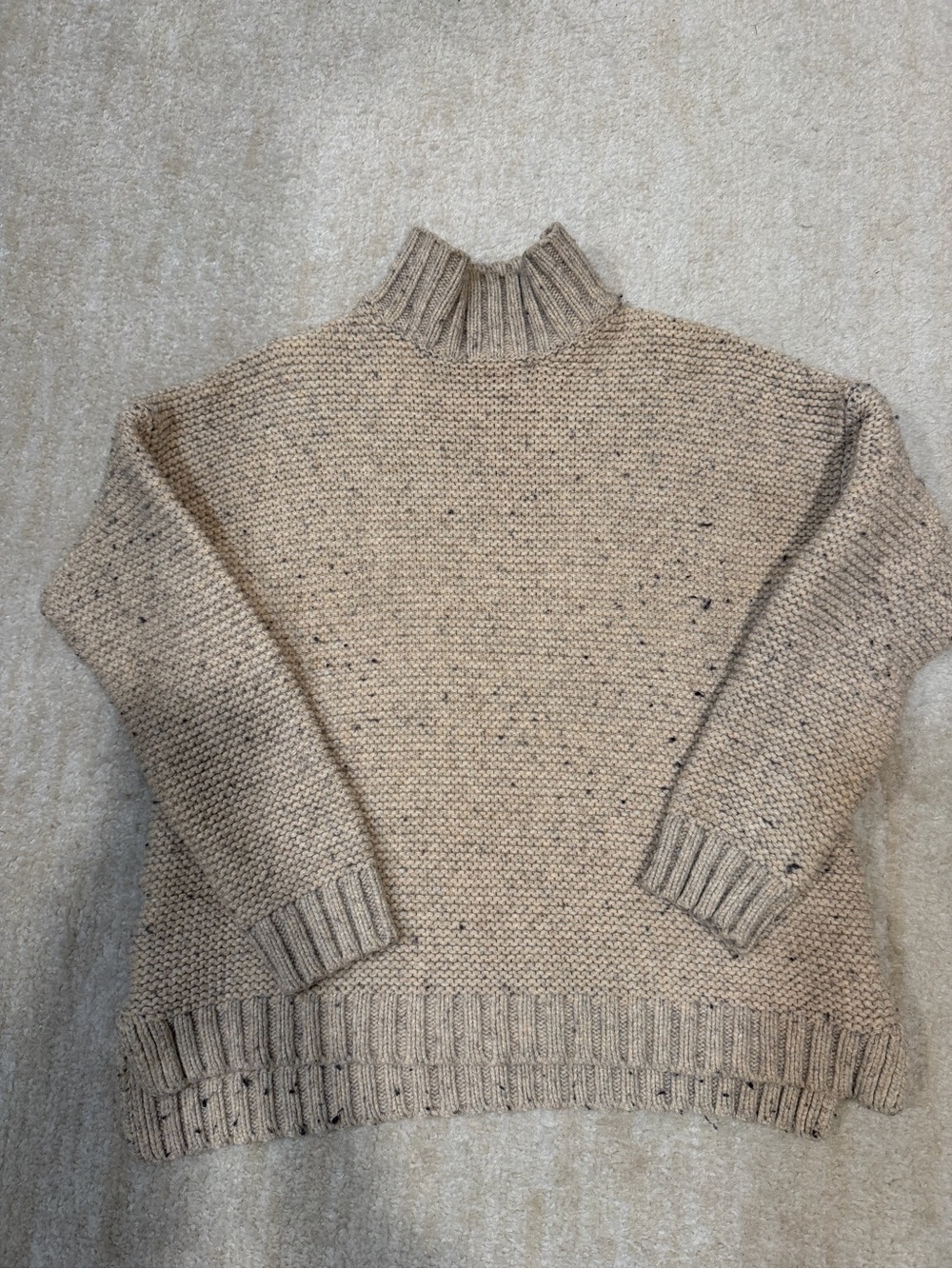 Marine Layer Beige Speckled Mock Neck Sweater - Women, XS
